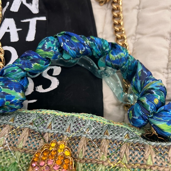 Kurt Geiger Woven Green and Blue Shoulder Bag - Picture 8 of 8